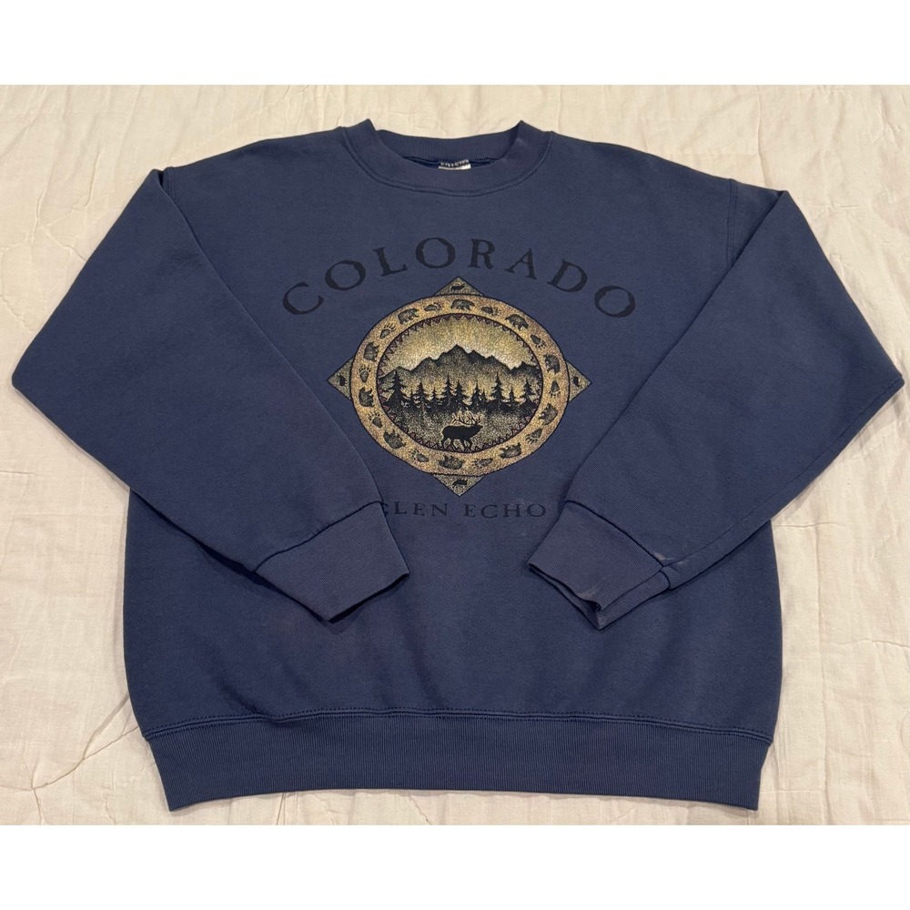 Fruit of the Loom Colorado Glen Echo Graphic Sweatshirt Blue Mens Medium - Picture 3 of 7